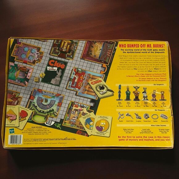 Simpsons Clue Board Game 2000 Parker Bros Colorful Character Tokens COMPLETE - Picture 9 of 9